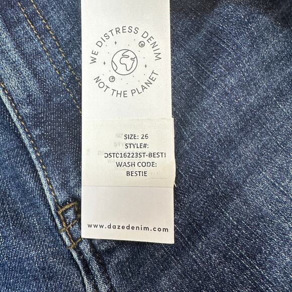 Daze Denim Jean SZ 26 Dark Wash Bestie Repreve Lovergirl Mid Rise Roller Stretch - Picture 9 of 16